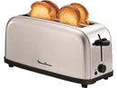 Tostadora - Moulinex Classic LS330D11, 1400 W, 2 Ranuras Extralargas, 6 Niveles de tostado, Bandeja recogemigas, Botón Stop, Acero Inoxidable