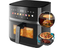 Freidora de aire - Cecotec Cecofry&Grill Duoheat 8000, Doble resistencia, 8 L, 2200 W, 8 menús, Cocción 3D, Parrilla, Ventana, Display táctil, Negro